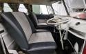 ‘64 RHD Split Screen Camper Van with Restored Harris Single-Wheel Trailer front of inside of splitty