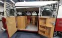 ‘64 RHD Split Screen Camper Van with Restored Harris Single-Wheel Trailer side door open